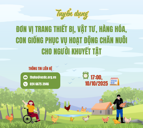 Tuyển đơn vị trang thiết bị, vật tư, hàng hóa, con giống, phục vụ hoạt động chăn nuôi cho người khuyết tật